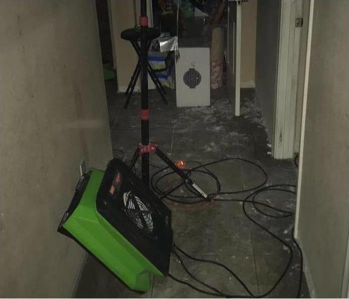 Water damage hot water leaked into hallway