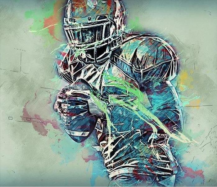 artistic rendering of football player